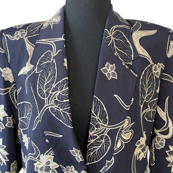 Alfred Dunner 2pc Skirt Suit Blue Floral Lined Blazer & Skirt Women’s Petite 6/8 - Picture 2 of 10